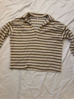 Hello Nite Brown and Blue Striped Sweater